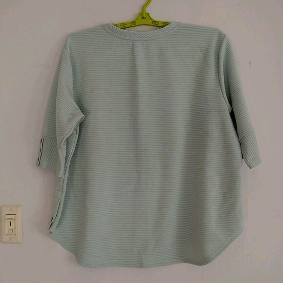 Jane+Delancey Sweatshirt Top Womens 2X Green Short Sleeve Cozy Comfy Stretch - Picture 5 of 9
